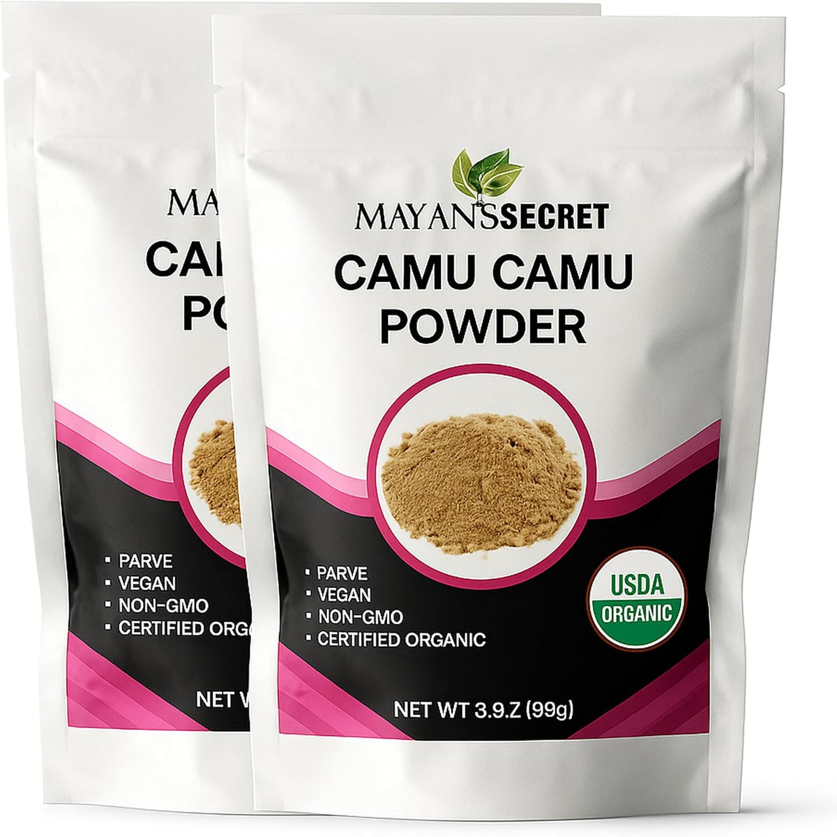 Mayan's Secret Organic Camu Camu Powder USDA Certified, Vegan, Non-GMO High Vitamin C Superfood for Immune Support Natural Antioxidant Boost 3.5 oz (99g) Pack of 2 - görsel 1