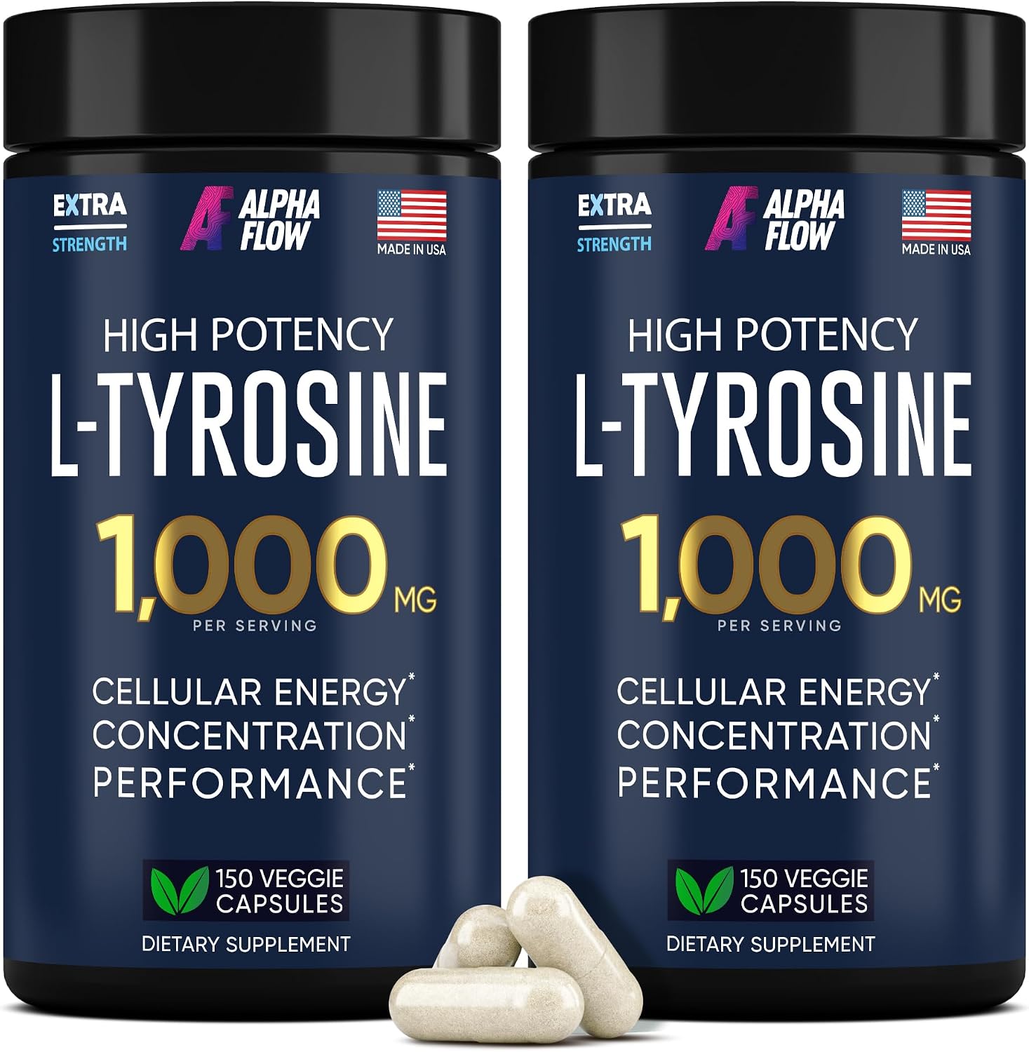 Alpha Flow L-Tyrosine 1000mg Capsules – All-Natural Focus and Energy Supplement - görsel 8