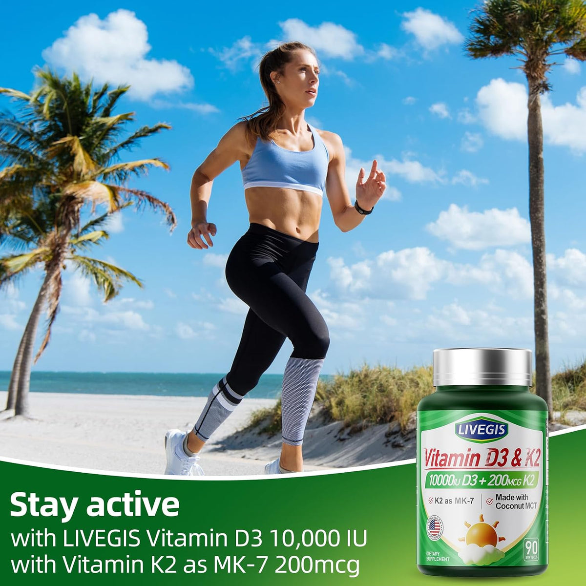 LIVEGIS Vitamin D3 K2 Soft gel capsules – 10,000 IU D3 & 200 mcg K2 (MK-7) with Coconut Oil, 90 Count - görsel 8