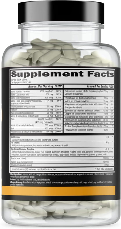 CONTROLLED LABS Orange Triad Multivitamin – Iron-Free, Joint and Immune Support (270 Capsules, 45 Servings)