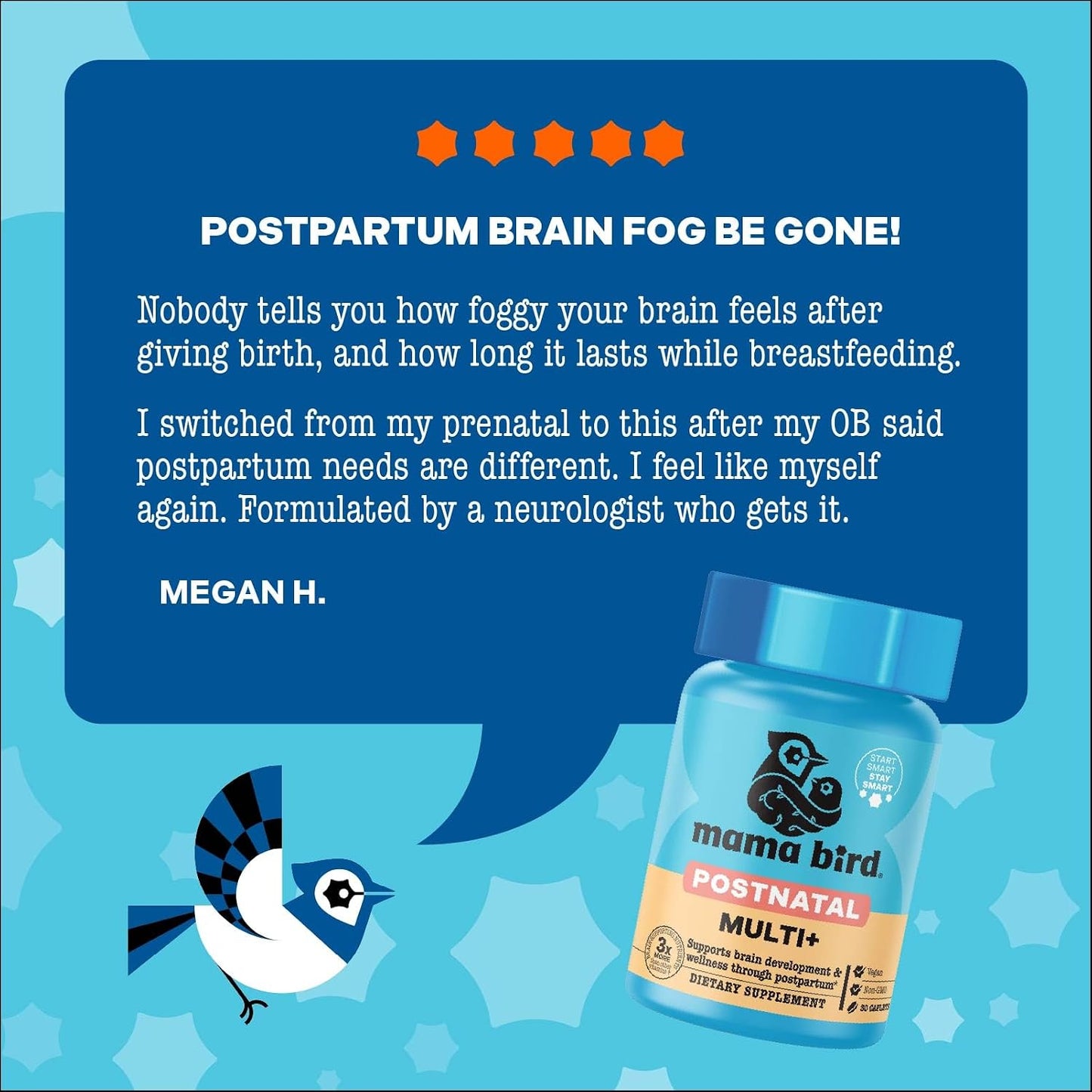Best Nest Wellness Mama Bird Postnatal Multi+ – Postnatal Vitamins for Women – Brain Health for Mum & Baby – Methylfolate – Vegan & Gluten-free – 30 Caplets - görsel 8