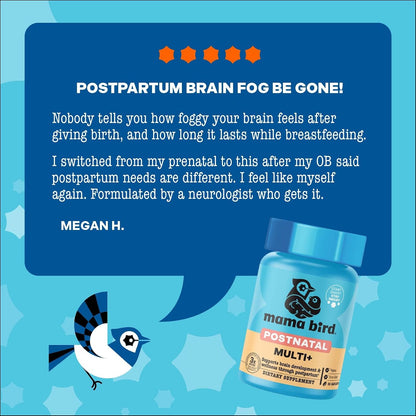Best Nest Wellness Mama Bird Postnatal Multi+ – Postnatal Vitamins for Women – Brain Health for Mum & Baby – Methylfolate – Vegan & Gluten-free – 30 Caplets