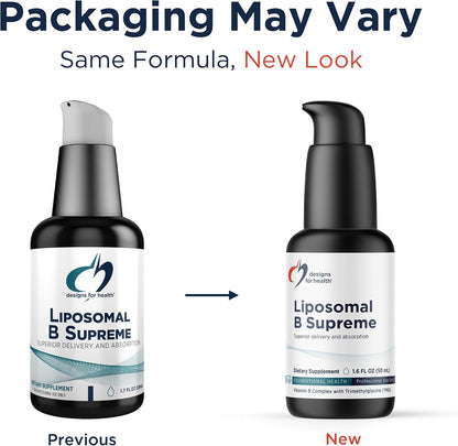 Designs for Health Liposomal B Supreme - Liquid B Vitamin Complex with Enhanced Absorption - Folate, Vitamin B12, B6, Biotin, TMG & More - Oral Delivery Pump with Citrus Flavour (50 Servings / 50 ml)