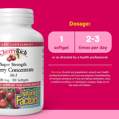 CherryRich by Natural Factors - Super Strength Cherry Concentrate - Antioxidant Support for Healthy Joints & Uric Acid Metabolism - 90 Softgels