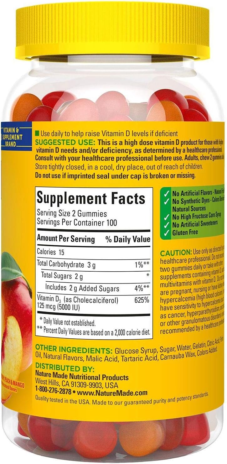 Nature Made Extra-Strength Vitamin D3 5000 IU (125 mcg) Gummies, 150 Count - görsel 5