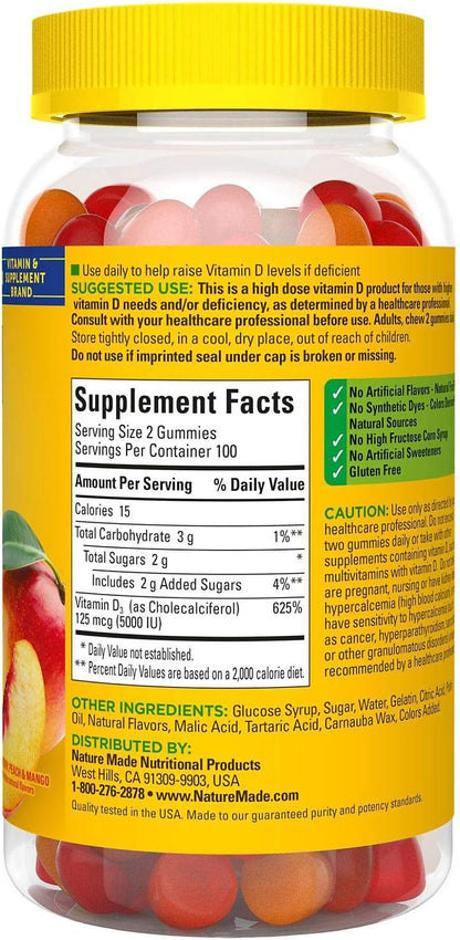 Nature Made Extra-Strength Vitamin D3 5000 IU (125 mcg) Gummies, 150 Count