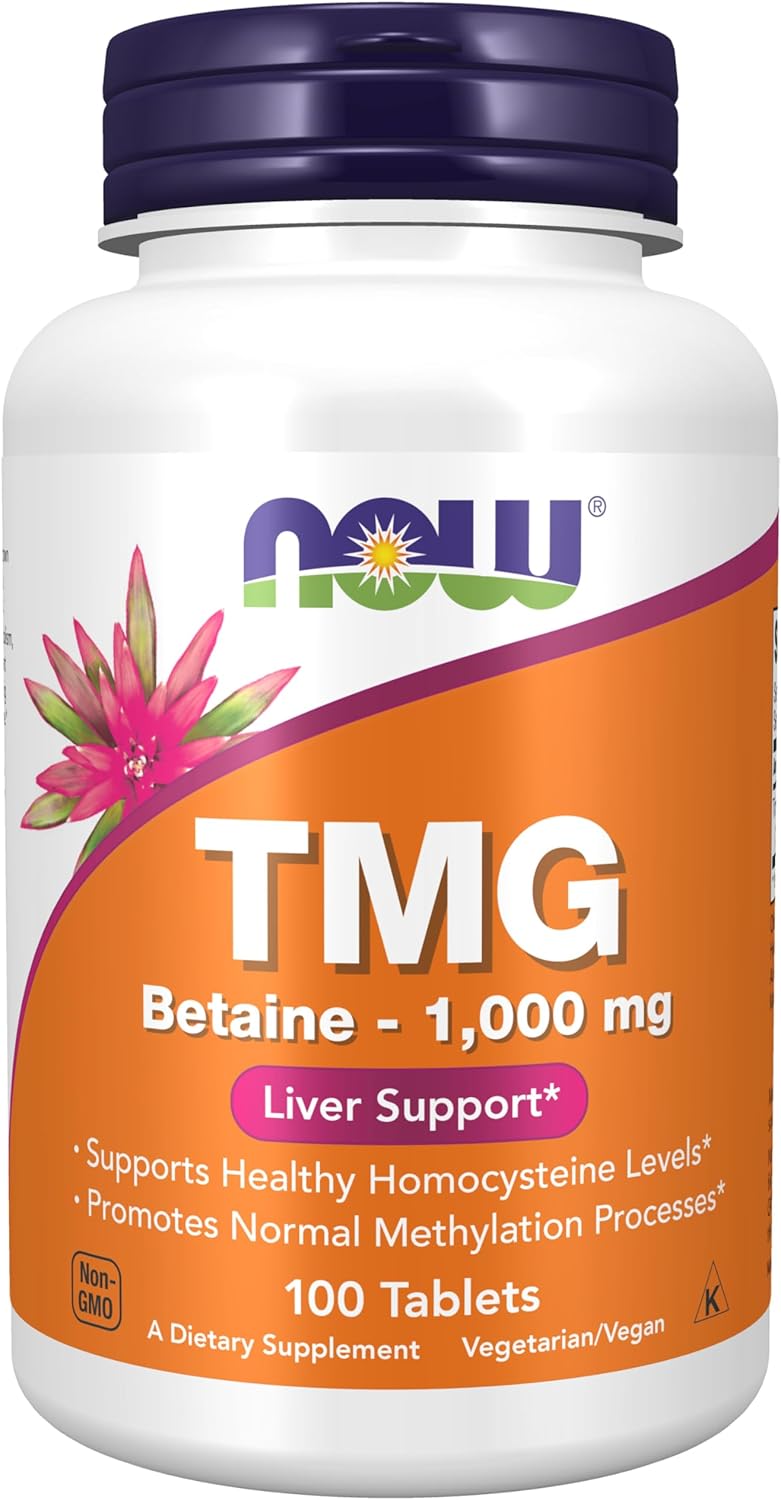 NOW Foods TMG Betaine (Trimethylglycine) 1000 mg, Liver Support, 100 Tablets - görsel 1