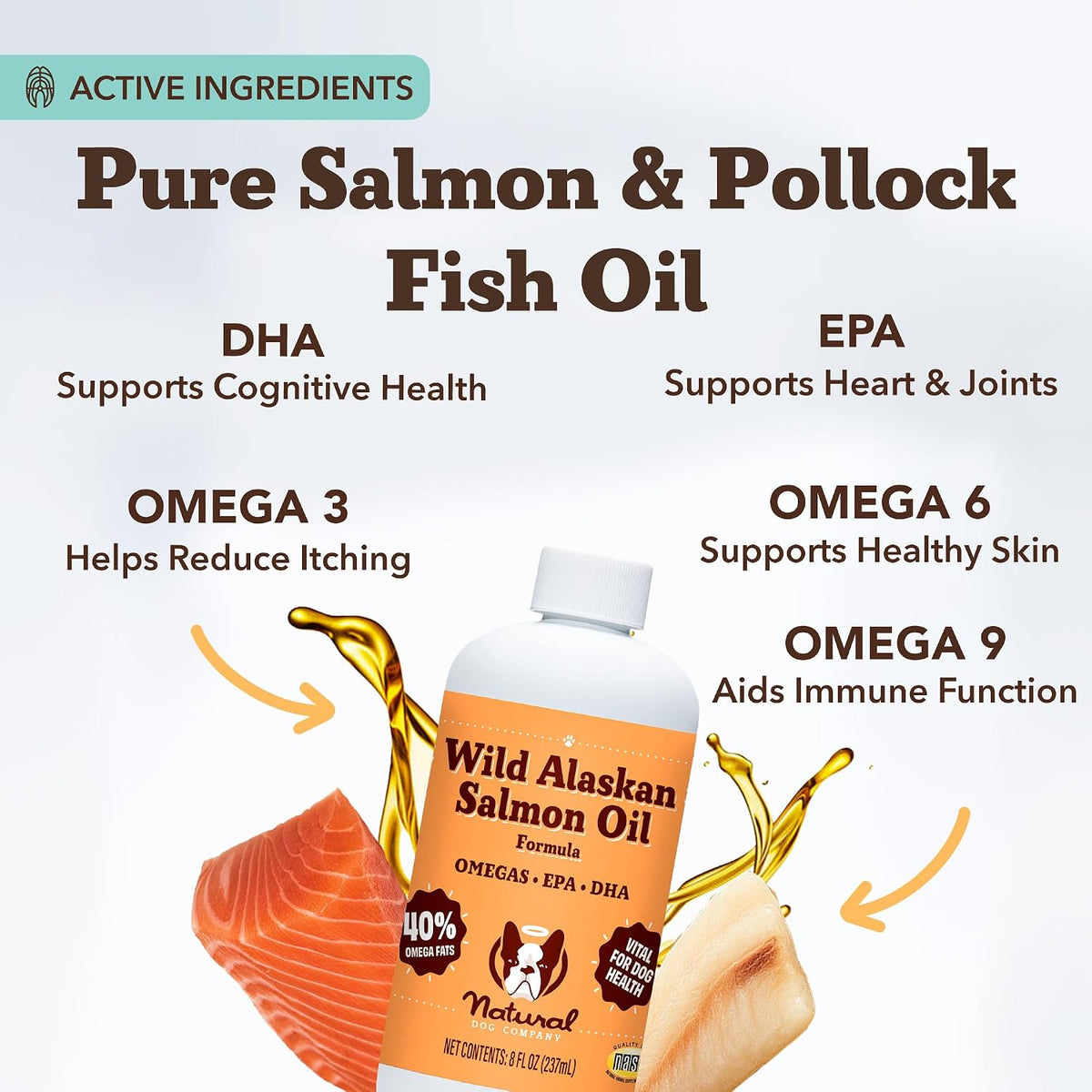 Natural Dog Company Wild Alaskan Salmon Oil for Dogs & Puppies - Omega 3 Fish Oil Supplement for Small Dogs with EPA & DHA, Introductory Size for Skin, Coat, Joint & Heart Care, 240 ml - görsel 2