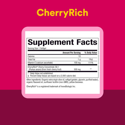 CherryRich by Natural Factors - Super Strength Cherry Concentrate - Antioxidant Support for Healthy Joints & Uric Acid Metabolism - 90 Softgels