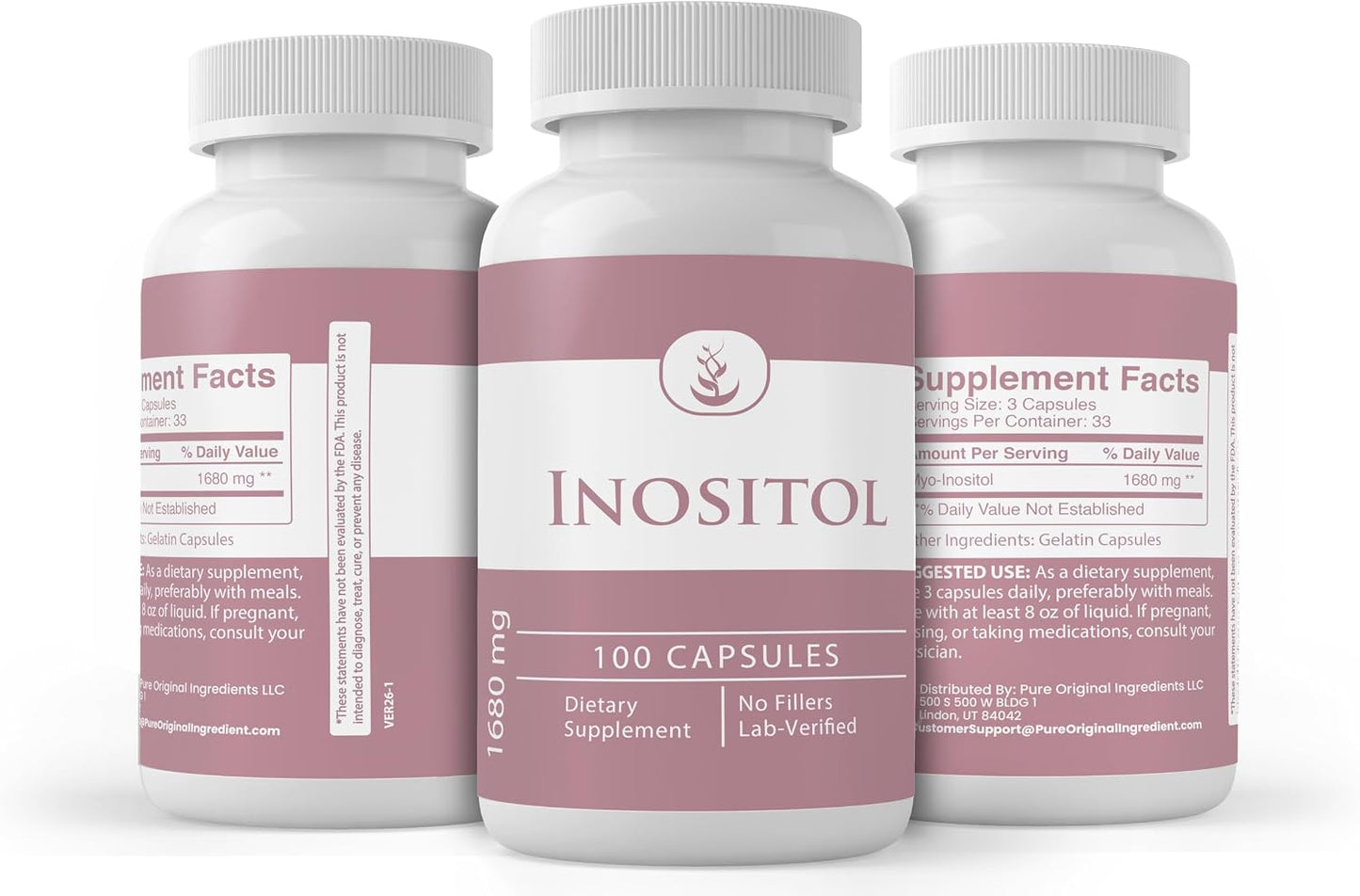 PURE ORIGINAL INGREDIENTS Inositol, (100 Capsules) Always Pure, No Additives Or Fillers - görsel 4