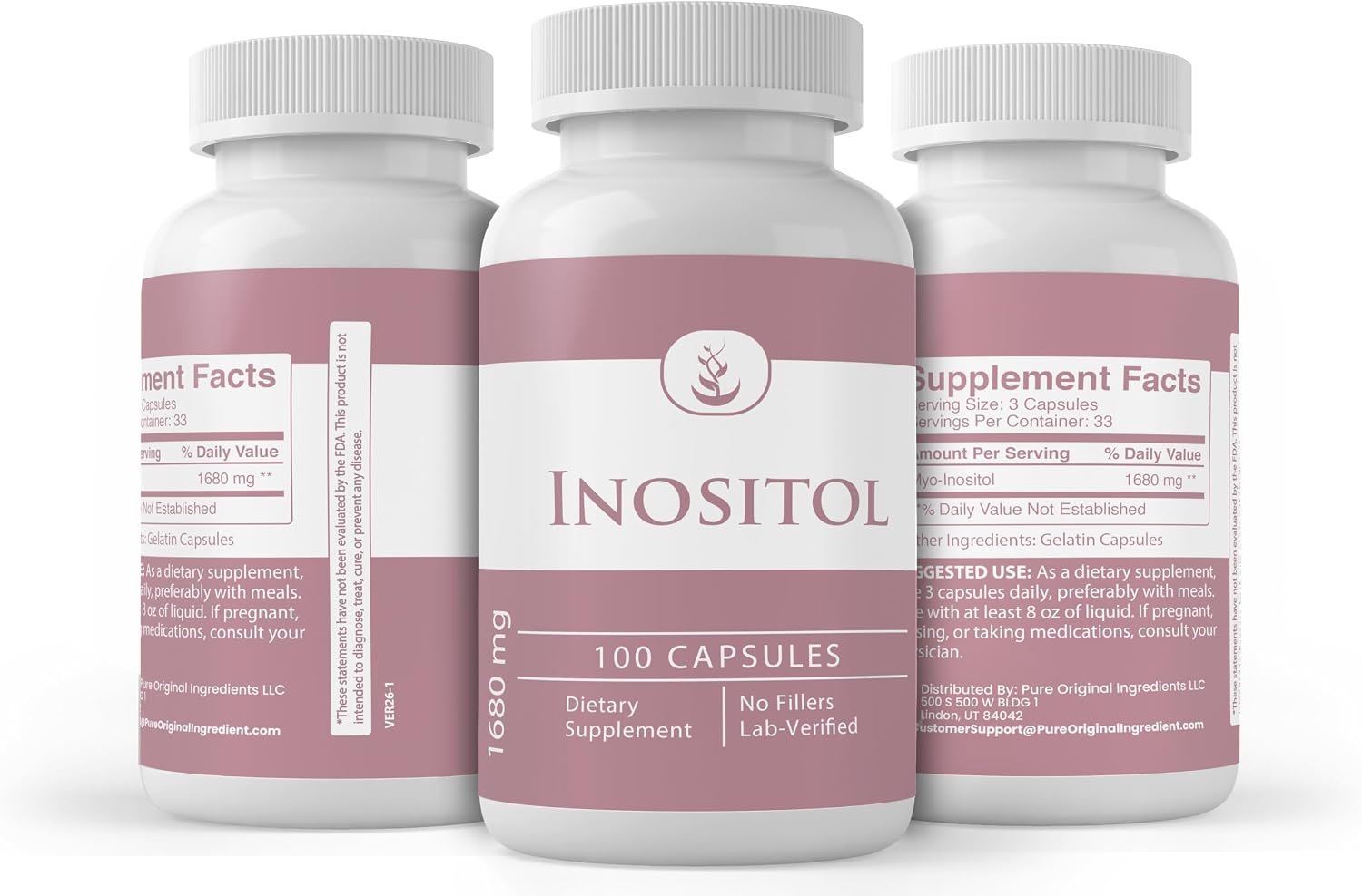 PURE ORIGINAL INGREDIENTS Inositol, (100 Capsules) Always Pure, No Additives Or Fillers - görsel 4