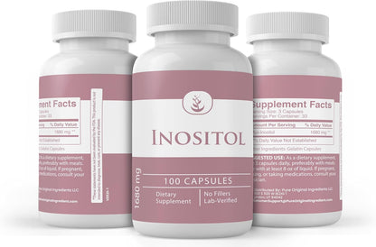 PURE ORIGINAL INGREDIENTS Inositol, (100 Capsules) Always Pure, No Additives Or Fillers