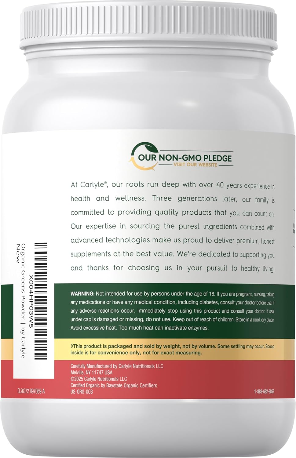 Carlyle Organic Greens Powder, Strawberry Kiwi, 1 kg - görsel 3