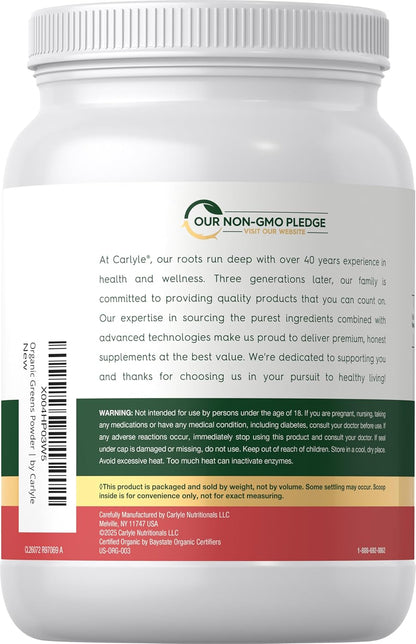 Carlyle Organic Greens Powder, Strawberry Kiwi, 1 kg