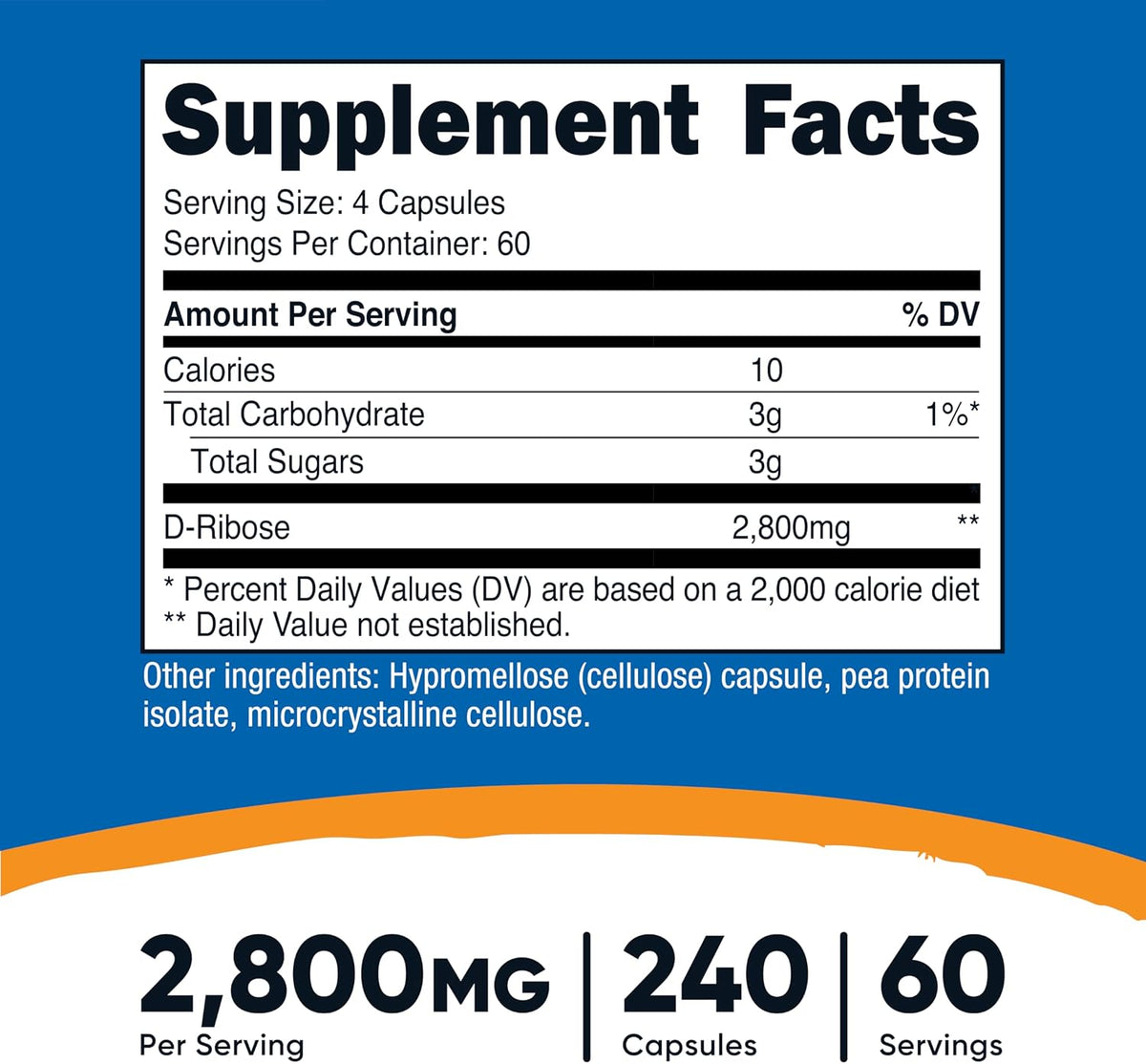 Nutricost D-Ribose, 700mg per Capsule (2800mg per Serving), 240 Capsules - görsel 2