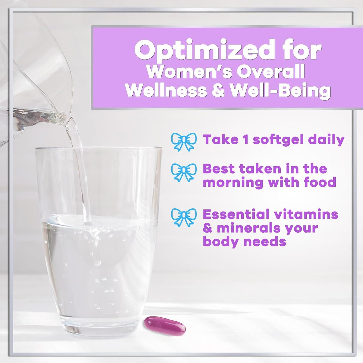 Hello Lovely! Women's Multivitamin - Complete Daily Food Supplement with Biotin, Calcium, Folic Acid, Iron, Zinc, Vitamins A, C, D, E & B - 120 Softgels - görsel 7
