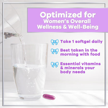 Hello Lovely! Women's Multivitamin - Complete Daily Food Supplement with Biotin, Calcium, Folic Acid, Iron, Zinc, Vitamins A, C, D, E & B - 120 Softgels