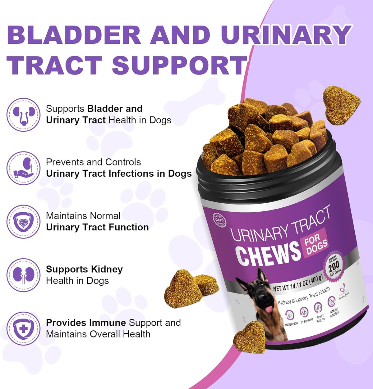TTLXBL Cranberry Chews for Dogs – 200 Chews for Urinary Health Support - görsel 2