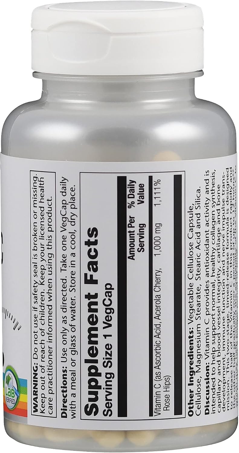 Solaray Vitamin C 1000mg Timed Release Capsules, 100 Count - görsel 2