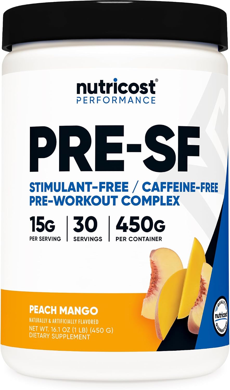 Nutricost Stim-Free Pre-Workout, 30 Servings (Peach Mango) - Caffeine-Free, Stimulant-Free, Non-GMO, Gluten-Free - görsel 1