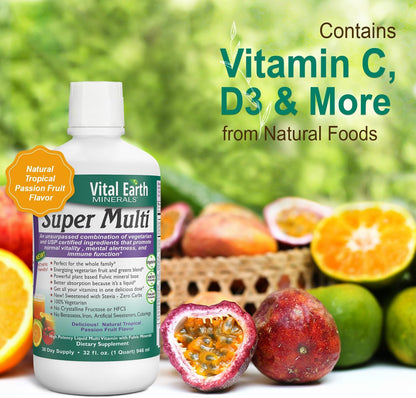 Vital Earth Minerals Detox & Wellness Support – Fulvic Humic Blend with over 70 Trace Minerals & Liquid Multivitamin, 946 ml Each