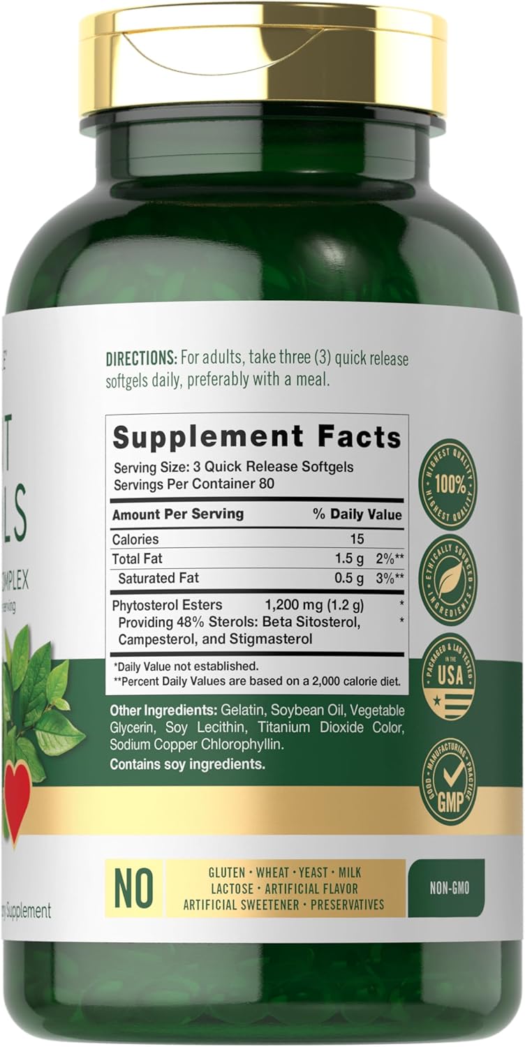 Carlyle Plant Sterols 1200 mg | 240 Ultra Potent Soft Gel Capsules | Non-GMO and Gluten-free Supplement | with Beta Sitosterol - görsel 2