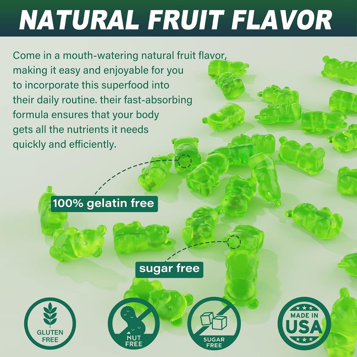 Sea Moss Gummies – Sugar-Free, Extra Strength Irish Moss Supplement with Iodine, Chlorophyll, ACV, D3, Burdock Root, Bladderwrack – Vegan, 2-Pack - görsel 6