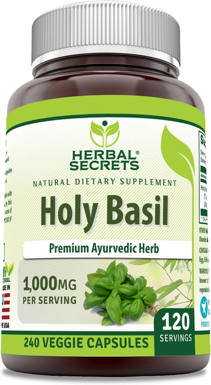 Herbal Secrets Holy Basil 1000 mg, 120 Vegetarian Capsules
