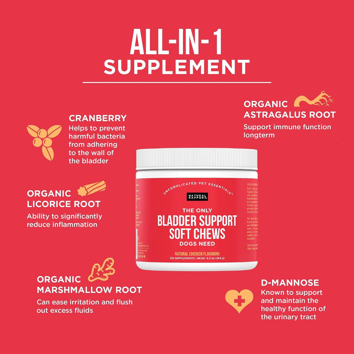 Natural Rapport Dog Bladder Support Chews with Cranberry and D-Mannose, 120 Count - görsel 5