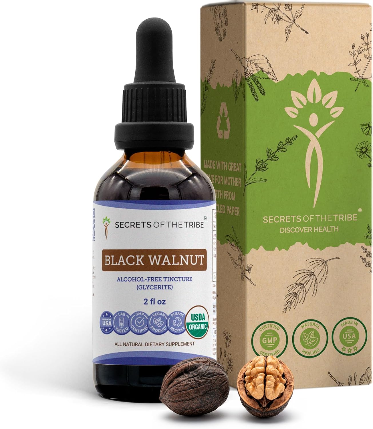 Secrets of the Tribe Black Walnut USDA Organic Alcohol-Free Extract, 2 oz - görsel 1