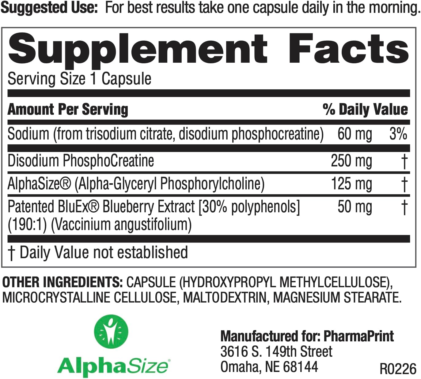 PharmaPrint AcuiT – Cognitive Support Food Supplement with Alpha-GPC, 30 Capsules - görsel 4
