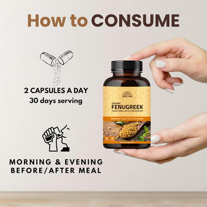 Hebhac Herbs Fenugreek Capsules – 1000mg Organic Breastfeeding Support (60 Capsules)