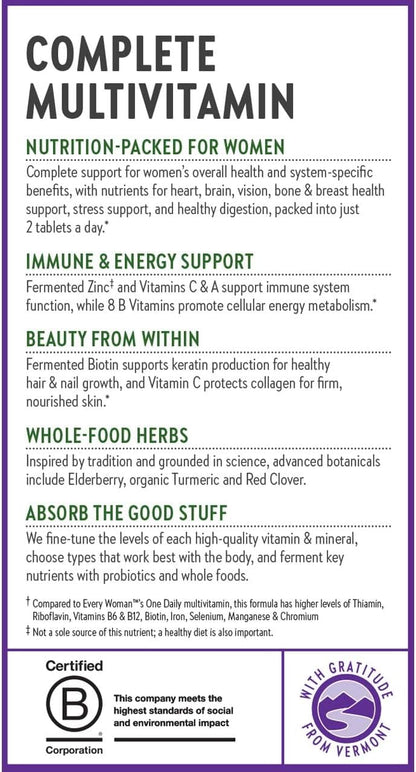 New Chapter Women's Multivitamin Advanced Formula – Fermented Whole-Food Nutrients with Iron & Vitamin D3, 72 Tablets