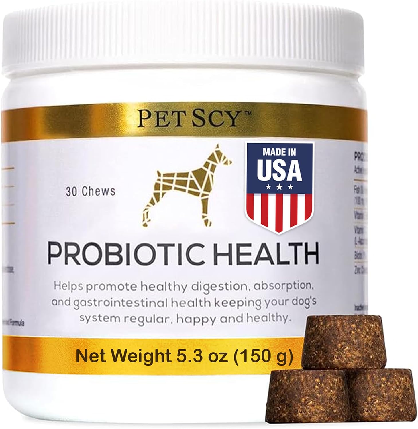 Probiotic Chews for Dogs by PetScy – 30 Chews with Prebiotic Fibre and Omega-3 - görsel 1