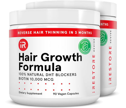 iRestore Hair Growth Supplement – Natural DHT Blockers & Multivitamin Blend, 90 Capsules (3-Pack)