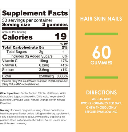 Nature's Key Biotin Gummies with Vitamin C & E – 60 Gummies