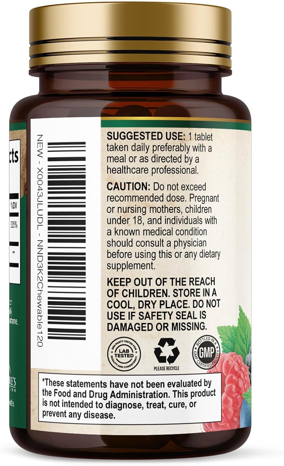 Vitamin D3 K2 Supplement | 5000 IU D3 + 100 mcg K2 (MK-7) | Chewable Tablets - Berry Flavour - görsel 8