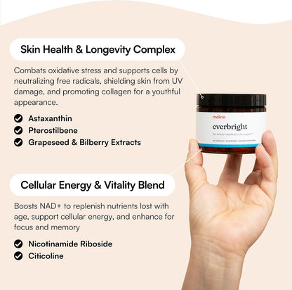 Melina Everbright NAD+ Supplement for Women Over 40 – Nicotinamide Riboside NR, Citicoline, Pterostilbene & Astaxanthin – Supports Cellular Energy, Focus & Healthy Ageing – Independently Tested, 30 Servings