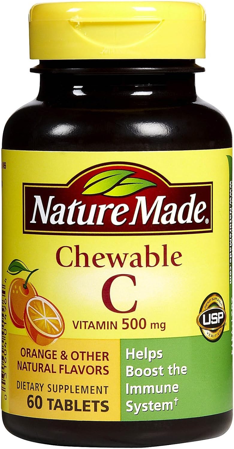 Nature Made Vitamin C 500 mg Chewable Tablets, Orange Flavour - Pack of 4 (240 Tablets) - görsel 1