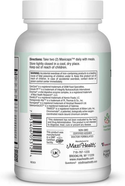 Maxi Health Multivitamin for Men and Women - Complete Daily Vitamins with Minerals - Kosher & Vegan - 120 Capsules