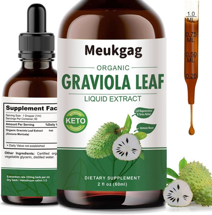 Meukgag Organic Soursop Graviola Leaf Extract Liquid, 60 ml