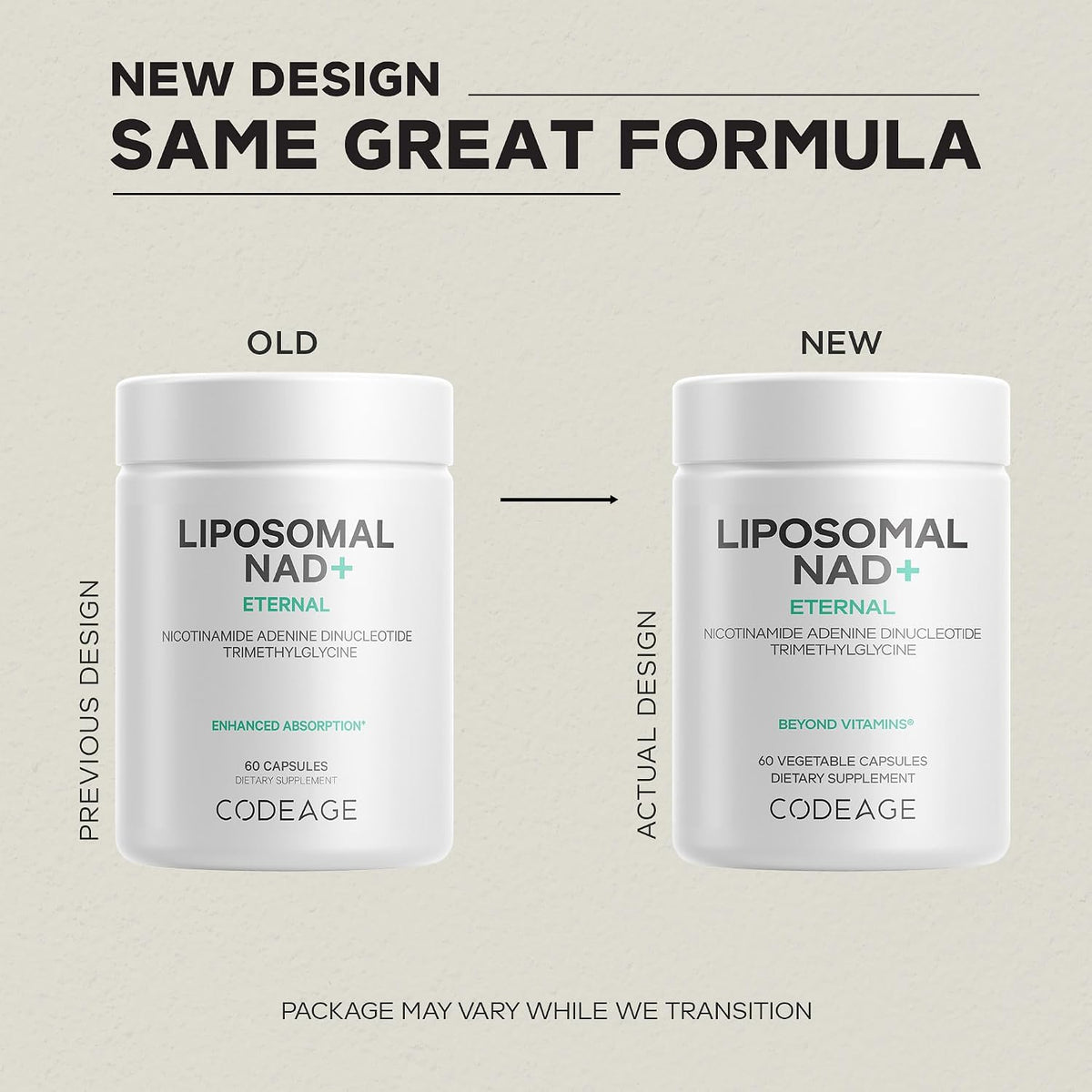 Codeage Liposomal NAD+ Supplement - 500 mg NAD+ with Betaine Anhydrous - 60 Capsules - görsel 3