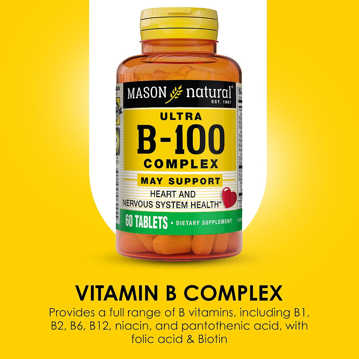 MASON NATURAL Ultra B-100 Complex - 300 Tablets (Pack of 3) - görsel 4