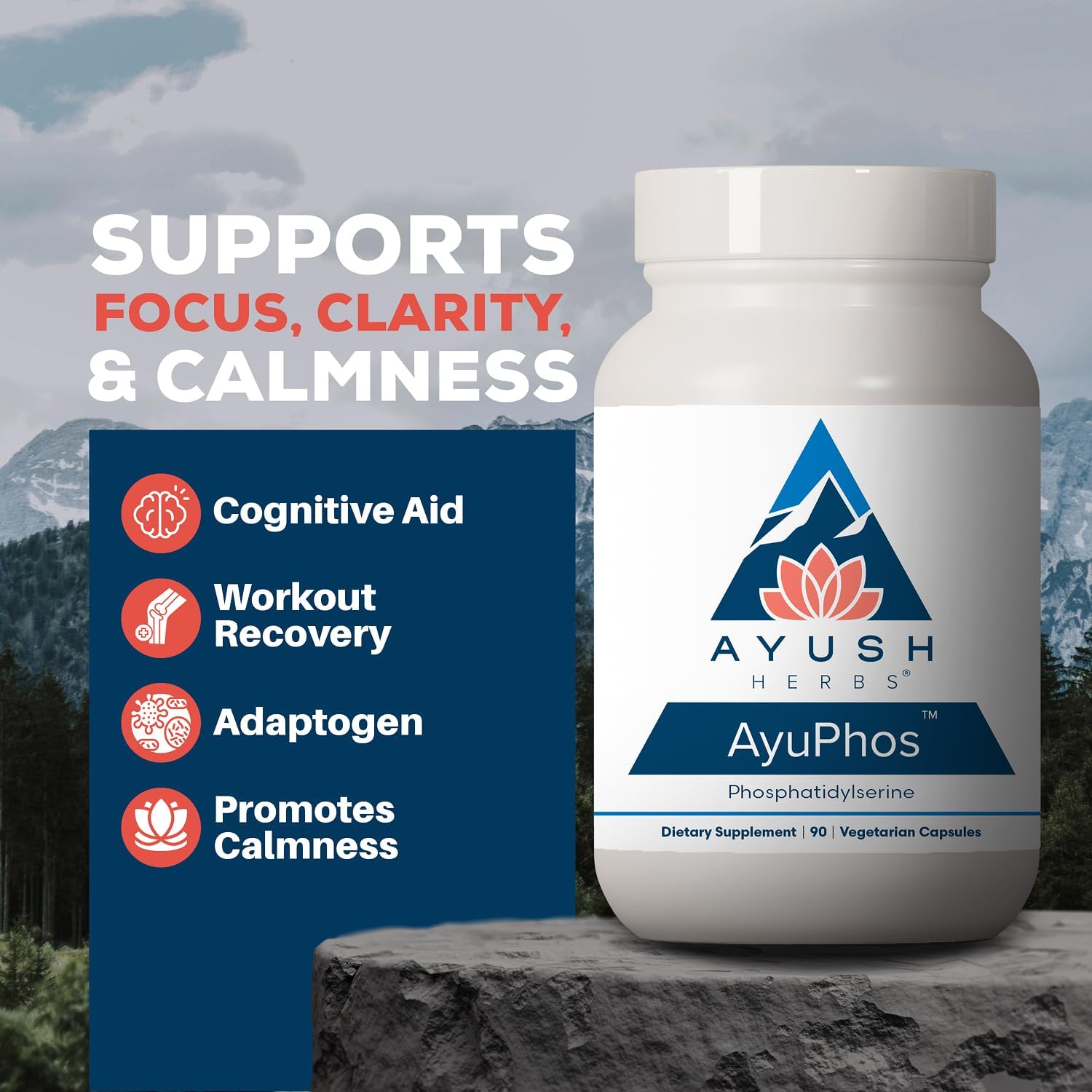 Ayush Herbs AyuPhos - Phosphatidylserine Supplement for Brain and Memory Support (200mg, 45 Capsules) - görsel 2