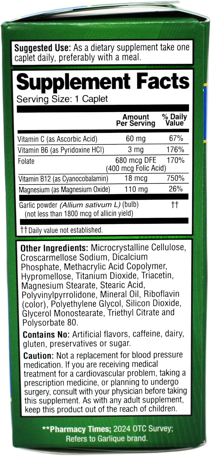 Garlique Healthy Blood Pressure Formula (60 Caplets, Pack of 2) - görsel 5