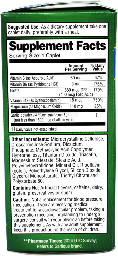 Garlique Healthy Blood Pressure Formula (60 Caplets, Pack of 2)