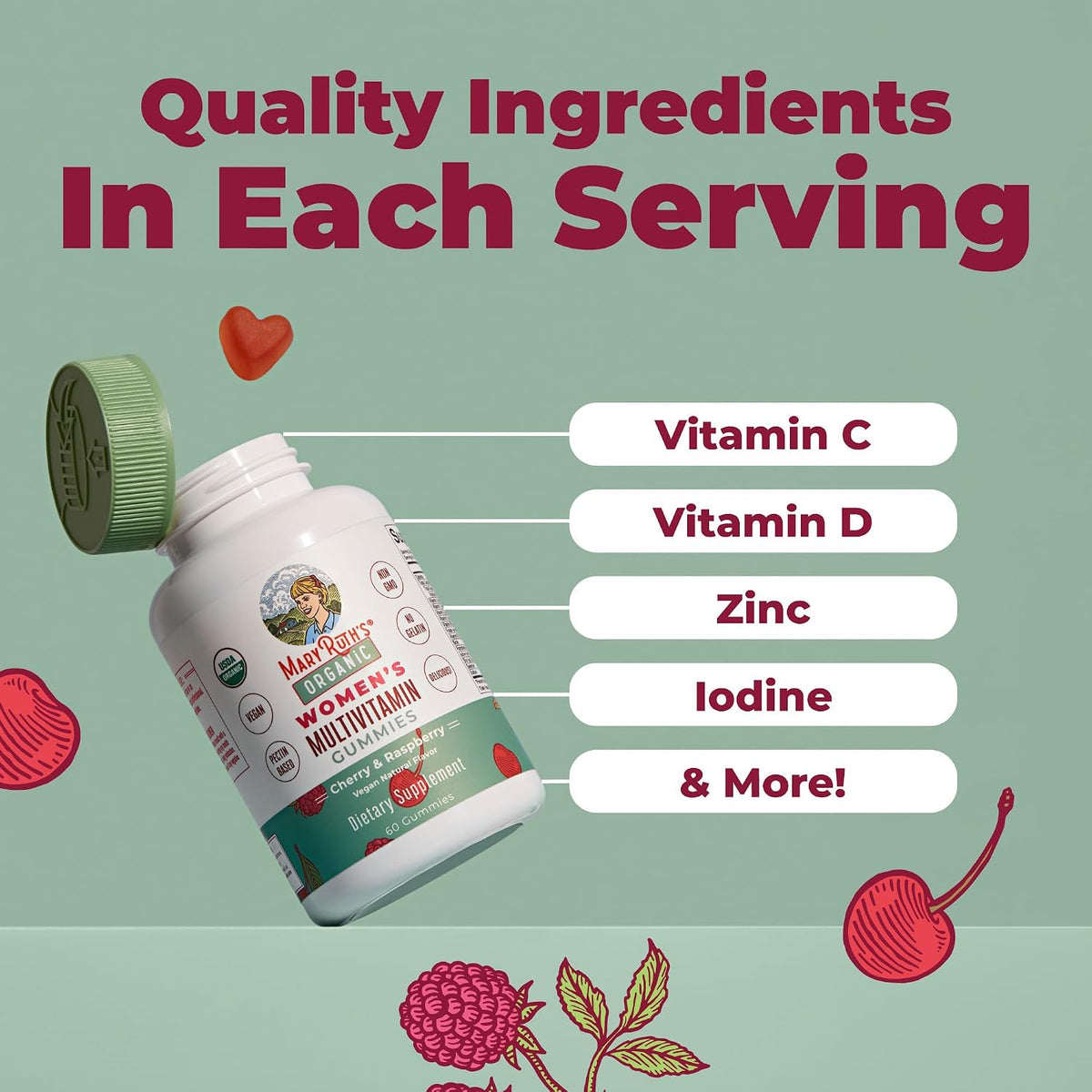 MaryRuth's Multivitamin Gummies for Women, Ages 14+, 60 Gummies - görsel 6