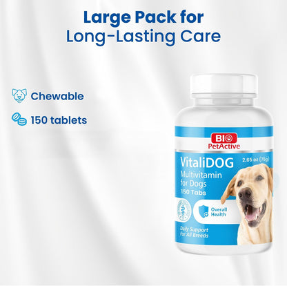 Bio PetActive VitaliDOG Multivitamin Chews for Dogs - 150 Chewable Tablets