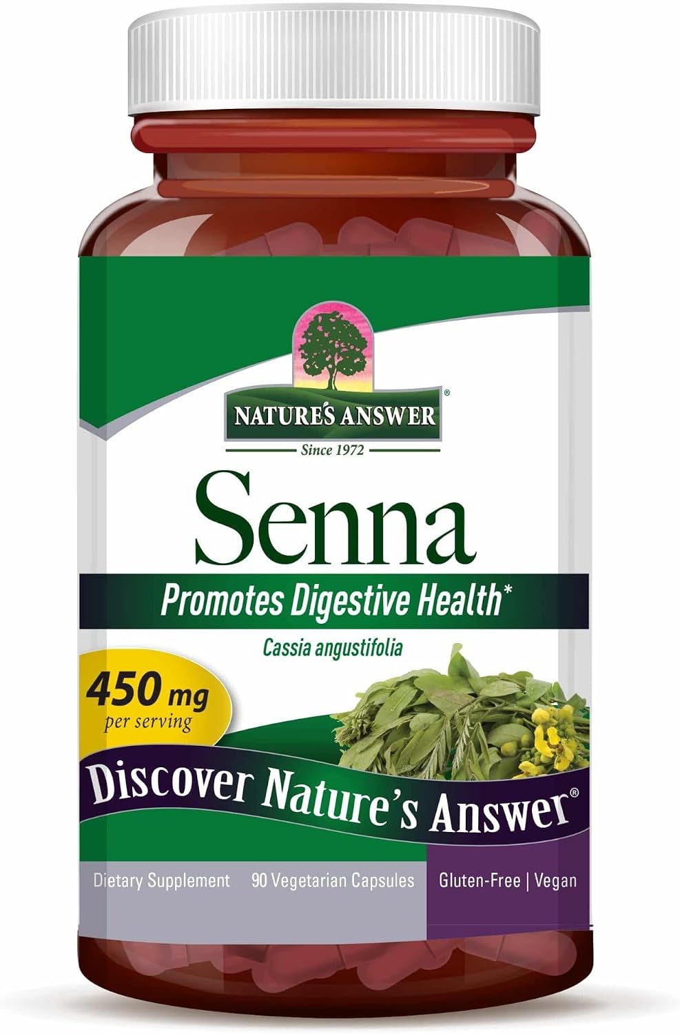 Nature's Answer Senna Leaf Supplement - Supports Digestive Health - 90 Vegetarian Capsules - görsel 1