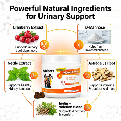 NutriPetz Cranberry Supplement for Dogs - Bladder and Urinary Tract Support - 120 Chews